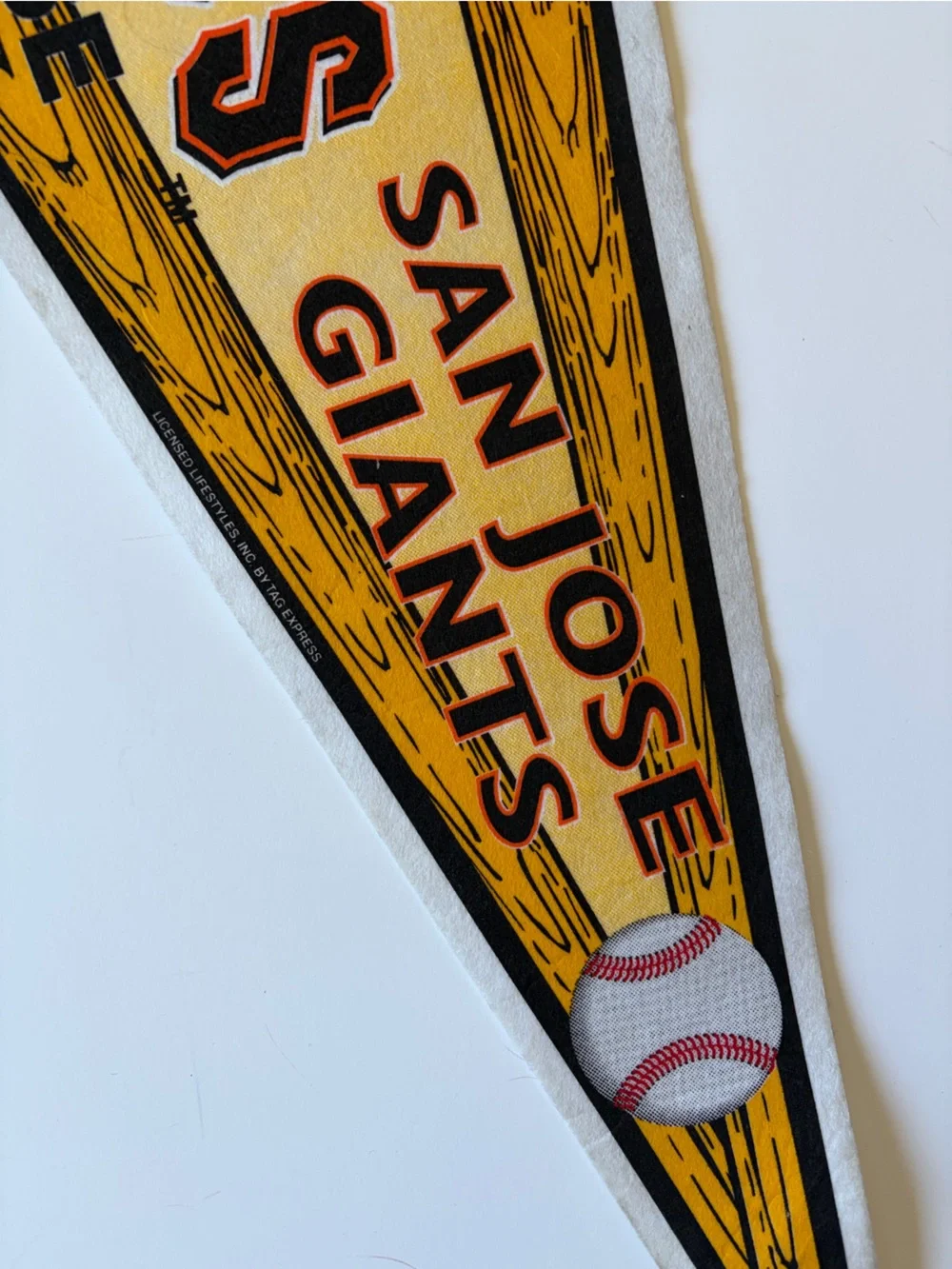 San Jose Giants Vintage Felt Team Pennant Yellow and Black Sports Home Decor